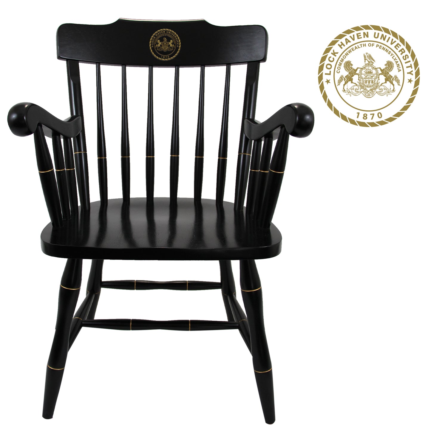 Black Captain Chair w Black Arms & Crown