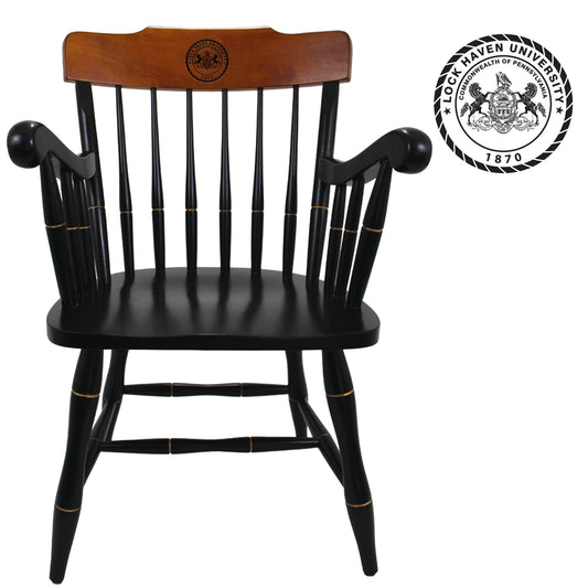 Black Captain Chair w Black Arms & Cherry Crown