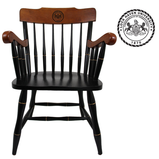 Black Captain Chair w Cherry Arms & Crown